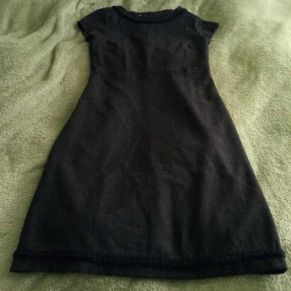 Evan-Picone wool/polyester blend black midi dress